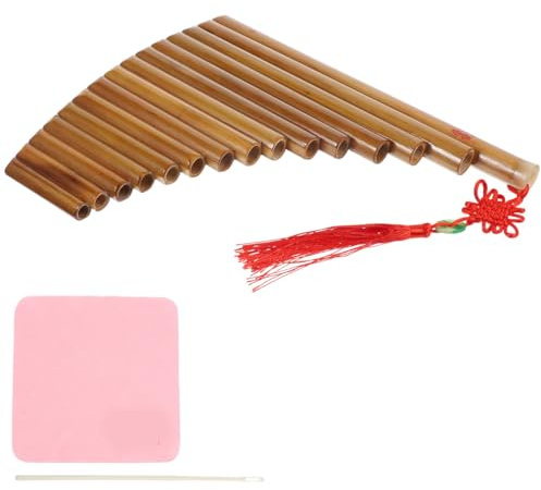 PAMINGONO Bambus Panflöte mit 15 Röhren G-stimmung Robust und Praktisch für Anfänger Traditionelles Musikinstrument Zufällige Farbe Zufälliger Stil