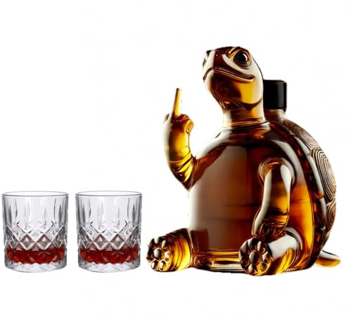 Djurformad Whisky Karaffen - 350ml Glas Vinflaska för Förvaring och Servering av Spirituösa Drycker, Kreativ Dekorativ Spirituskaraffin för Hemmabar och Middagsfester (en Flaska och Två Glas)