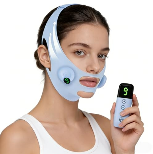 GVOTPLOP Face Lifting & Double Chin Reduction Device: 6 Mode 9 Level V-Shape Face Lifting Mask for Anti-Aging with Smart Micro-Current Auto Massage