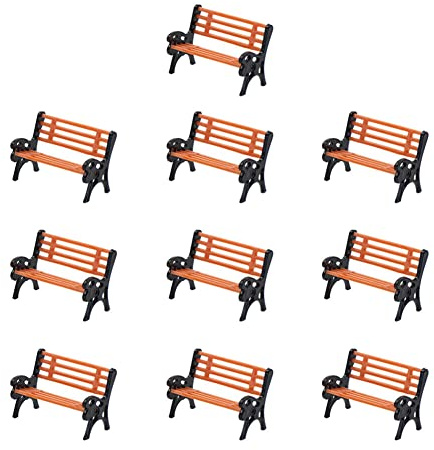 Amigocee 10 PièCes ModèLe Train Ho N O éChelle 1:75 Banc Chaise ModèLe Canapé Rue Parc Disposition Artisanat en Plastique, Jardin/Fer Disposition
