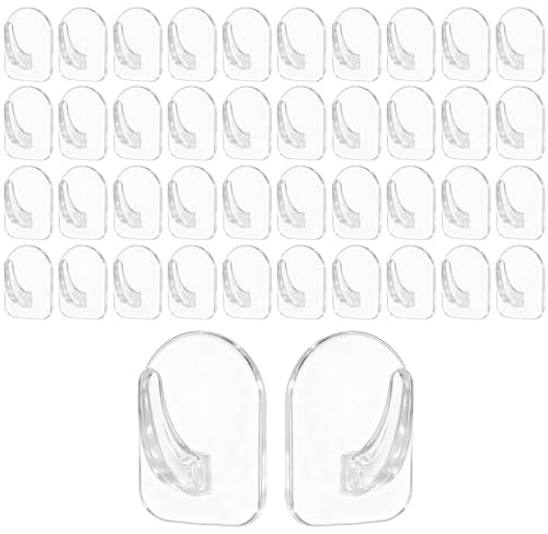 Cobee 40 Stück Transparent Klebehaken, Selbstklebende Haken Kunststoff Wandhaken Mehrzweck Klebehaken Ohne Bohren Durchsichtig Sticky Hooks Adhesive Hooks für Wohnzimmer Schlafzimmer Küche Bad Büro