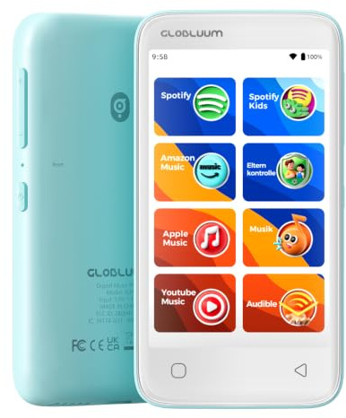 MP3-Player für Kinder, Kindersicherung, 16GB, unterstützt Spotify und Audible, Bluetooth und WLAN (Minzgrün) DE