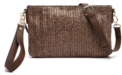 MISAKO Sabyto bolso bandolera efecto rafia con asa de mano Mujer - Sabyto Marrón 15x3x22cm