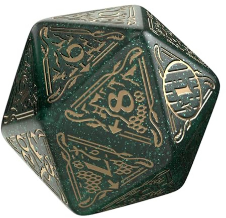 Q-Workshop - Fustella Jumbo Spindown D20 verde The Hobbit | Grande contatore di vita ispirato alla Terra di Mezzo, design con mappa incisa di alta qualità, numeri di facile lettura, dadi da gioco