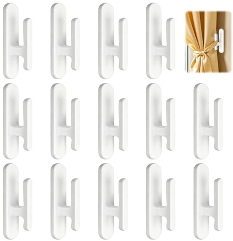 14 PCS Blind Hooks for Cord, Self Adhesive Blind Cord Safety Device, Plastic Blind Cord Holder Cleats, Window Curtain String Holders Hanging Hooks for Home Office School