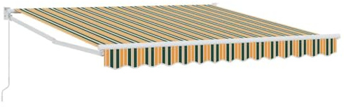KPWENFBSL Auvent à bras articulés - Vert/jaune - 300 x 250 x 165 cm - Rétractable manuel - En polyester - Avec cadre robuste - Pour jardin, terrasse et extérieur
