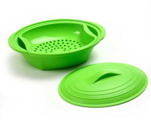 Norpro Silicone Steamer with Insert, Green, 1 Count (Pack of 1)