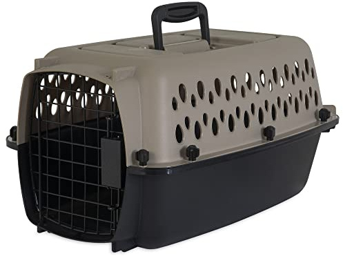 Petmate Vari Dog Kennel Portable Airline-Friendly Carriers & Crates for Small Dogs and Puppies, Durable Plastic, Pet Carrier For Home and Travel, XS Extra Small 19 For Dogs Up To 10 Lbs, Taupe