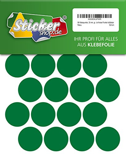 96 Klebepunkte, 35 mm, grün, aus PVC Folie, wetterfest, Markierungspunkte Kreise Punkte Aufkleber