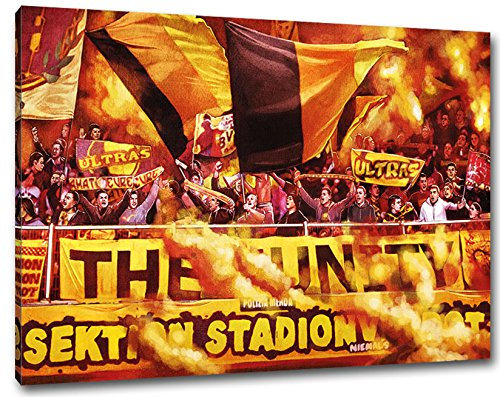Dortmund Ultras Format: 80x60, Bild auf Leinwand XL, fertig gerahmt