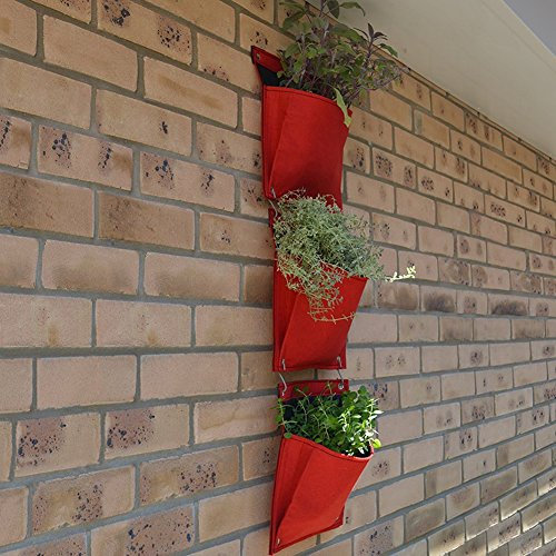 Vegtrug FHP08RD Felt Herb Pot Set - Red (3-Piece)