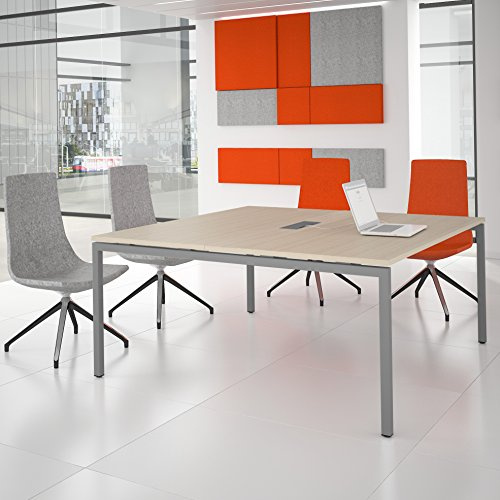 Weber Büroleben GmbH Nova, tavolo da riunione, 160 x 164 cm, in rovere con elettrificazione, colore struttura: argento
