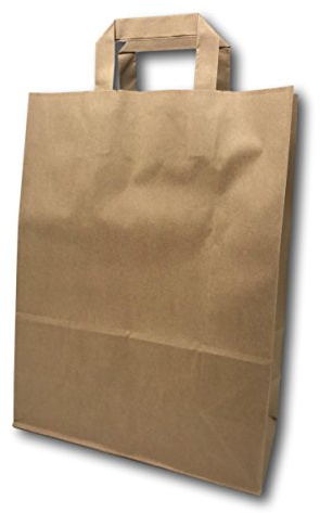 1000 Sacs Papier taille moyenne kraft écru avec poignée 11 litres largeur 26 cm, hauteur 35 cm, soufflet 12 cm cabas à anse plate solide, résistant papier 80g non imprimé ref UGSE13PP1F (1000)