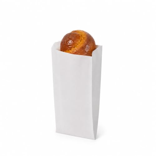 Palucart 200 Sacchetti di Carta per Alimenti colore Bianco, misura 10x20 cm, Buste in carta Kraft per Trasporto di Cibi e Oggetti - M