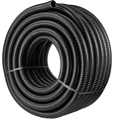 50mm (2) Corrugated Flexible Pond Pump/Filter/Waterfall/Drainage Pipe Also Ideal for hydroponics and Suction Hose (2m) Length