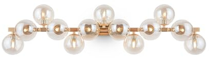 MAYTONI DALLAS Wandleuchte Gold – 13-flammige Wandlampe modern (28 W)– Schlafzimmerlampe, Wohnzimmerlampe, Flurlampe – Leuchte aus Metall und Glasschirmen