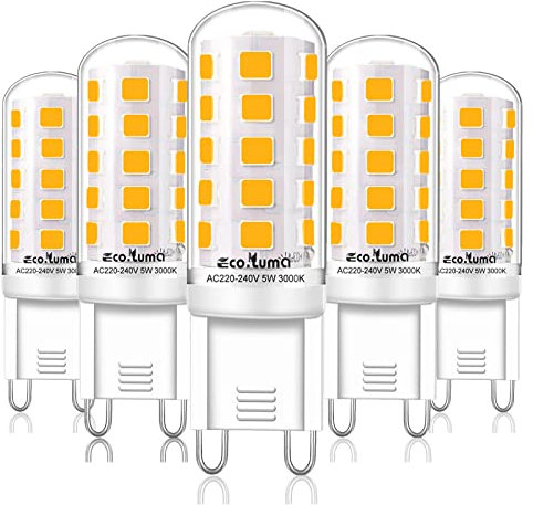 Eco.Luma G9 LED Lampen Warmweiß 2700K, LED Leuchtmittel 3W Ersatz Für Halogenlampe 40W 50W, AC 230V Mini Glühlampe, Kein Flackern 500LM, Nicht Dimmbar 5er Pack