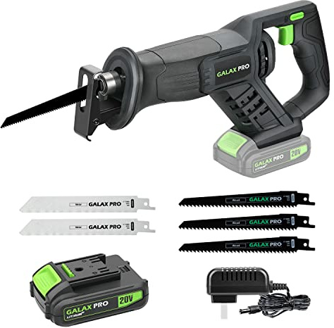 GALAX PRO Cordless Reciprocating Saw with 20V 2.0Ah battery, 0-3000RPM Variable Speed Power Reciprocating Saws with 7/8 Stroke Length,5pcs Zallsaw Blade for thin wooden board, soft metal Cutting