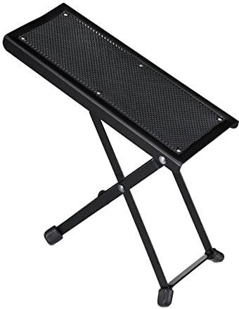 Relaxdays Fußbank Gitarre, ergonomische Haltung, rutschfest, faltbar, 4 Höheneinstellungen, Gitarrenfußständer, schwarz, 1 Stück