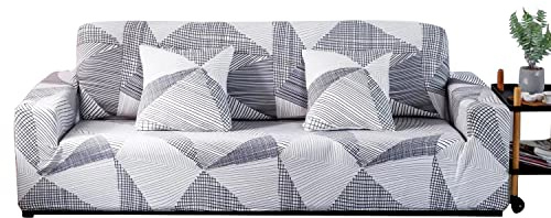 ARNTY Copridivano Elasticizzato 1/2/3/4 Posti,Estensibile Copri Divano Letto,Moderno Fodere Copridivani Elastico Fodera Protettiva(Linee Strisce, Copridivano 3 Posti:181-230cm)