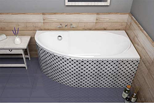ECOLAM® Badewanne Eckbadewanne Acryl Miki Polimat weiß 140x70 cm RECHTS + Wannenträger Ablaufgarnitur Ab- und Überlauf Automatik Füße Silikon Komplett-Set