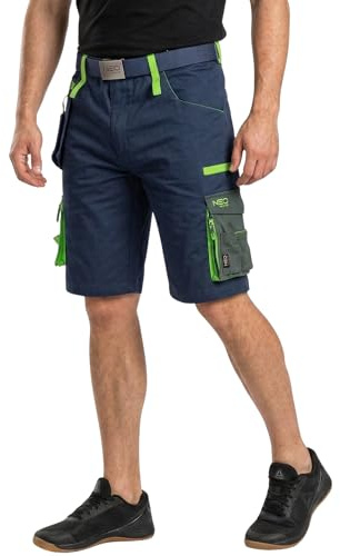 NEO TOOLS Herren Premium Kurze Arbeitshose mit Hosengürtel oder Komplett | Sommer-Arbeitskleidungsset Set, Gr. XS - 3XL, Modisches Design, Mit Cordura Verstärkt, Multifunktionstaschene