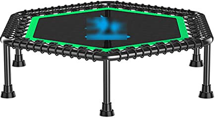 Fitnesstrampolin, 42‘‘/ 50 Silent Mini Trampoline, Bungee Rebounder Jumping Cardio Trainer Workout für Erwachsene, Maximale Belastung 250 Kg (Color : Green, Size : 42'')