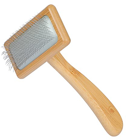 Muse&Iris Dog & Cat brush, Pet Slicker Brush with Bamboo Handle for Large Medium & Short Hair Elegant Grooming Comb for Removing Shedding, Tangles and Dirt