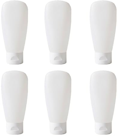 Lot de 6 flacons vides rechargeables en plastique transparent avec bouchon à rabat pour shampooing, gel douche, nettoyant pour le corps, 100 ml