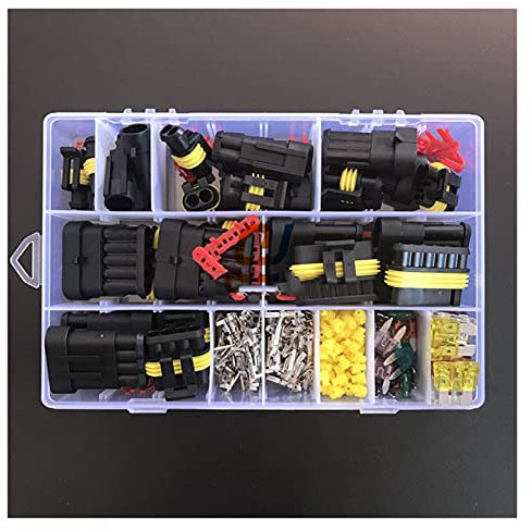Sky City 242 Stück Superseal. Ampere TYCO wasserdichte 12V elektrische Drahtverbinder setzt Kits mit Crimpterminal und Autosicherung Kleiner mittlerer Größe (Package : 1 Set)