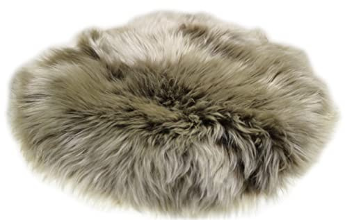 Förster-Fellnest Echt Lammfell Sitzkissen, Stuhlauflage, Sitzauflage - Warmer braun beige Ton - rund, ungeschoren