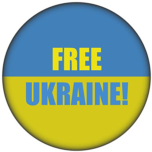 FanShirts4u Button/Badge/Pin - FREE UKRAINE Fahne Flagge UKAJINA, Mehrfarbig, Durchmesser 38mm