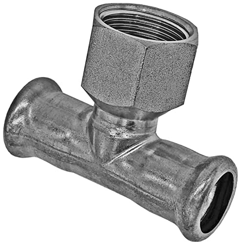 MegaHaustechnik Übergang T-Stück 28 x 3/4“IG x 28 Pressfitting aus Edelstahl V4A für Rohr-Außendurchmesser 28mm zum Verpressen M-Kontur, mit 3/4 Zoll Innengewinde, Trinkwasser geeignet, VA INOX