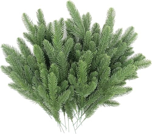 Laelfe 30 Piezas Ramas de Pino Artificial de Navidad, Ramas de Abeto Navideñas Artificial para Pino de Navidad, Guirnalda, Coronas Navideñas, Decoración del Hogar, Accesorios DIY
