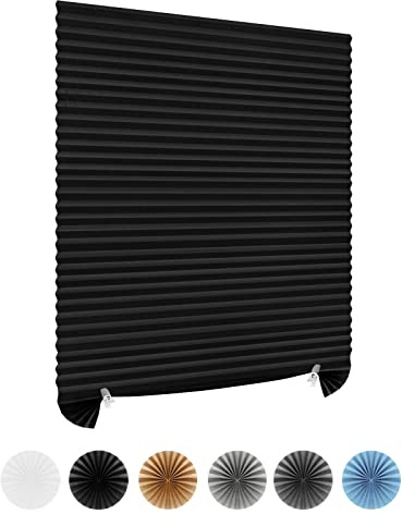 Window Blinds Cordless Blackout No Drill Cut to Size Clip On Stick On Self Adhesive Temporary Blinds Pleated Paper Blinds for Windows Doors Shades for Home Nursery Bedroom Kitchen Bathroom