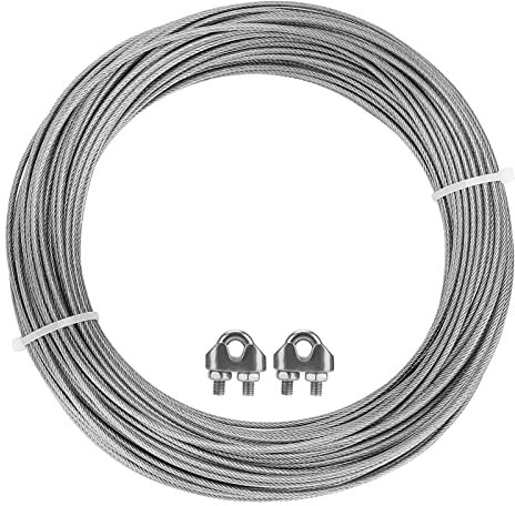JAPCHET 3mm x 100m Stainless Steel Cable Wire, Metal Hanging Wire for Clothes, Picture, Craft