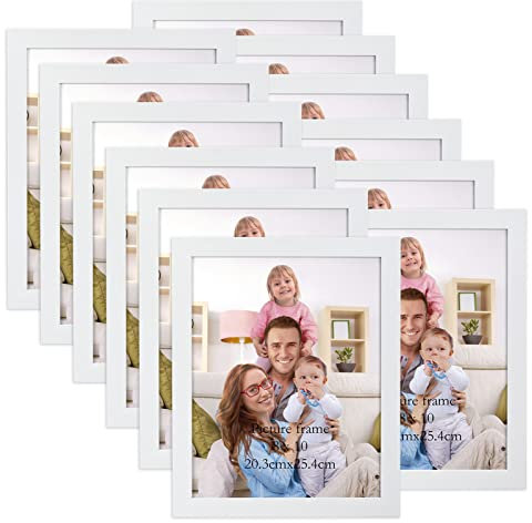 Giftgarden 12 Stück Bilderrahmen Set 20x25 cm für 25x20 Fotos und Bilder, Moderne Weiß Fotorahmen Collage, Wand- oder Tischaufsteller - Geschenk Freund