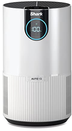 Shark Compact HEPA Luftreiniger Zuhause, HEPA-Filter, entfernt Allergene, Schimmel, Staub, Pollen & Bakterien, Abdeckung bis zu 60m², Luftqualitätsmessung & autom. Reinigungsanpassung, Weiß, HP100EU