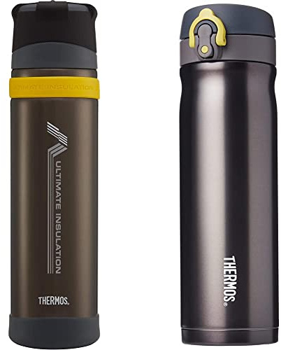 Thermos 104110 Ultimate Series Flask, Charcoal, 900 ml & 185198 Direct Drink Flask, Charcoal, 470 ml Black