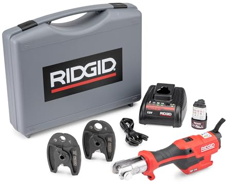 RIDGID 72543 Model RP 115 Mini Press Tool Kit with 1/2 - 3/4 PureFlow Jaws and Carrying Case Red