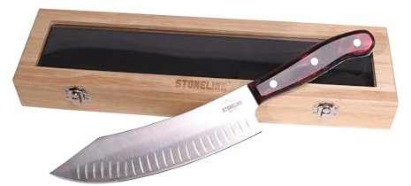 STONELINE Chefmesser Kochmesser extrem scharfe 33 cm Klinge aus rostfreiem Edelstahl, gebogene Klinge, Profi Küchenmesser geschmiedet mit ergonomischem Griff