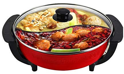 NEWCES Olla de Cocina eléctrica, Olla Caliente eléctrica, ollas de Sopa Dobles, Utensilios de Cocina antiadherentes sin Humo for el hogar, Olla eléctrica de 5L