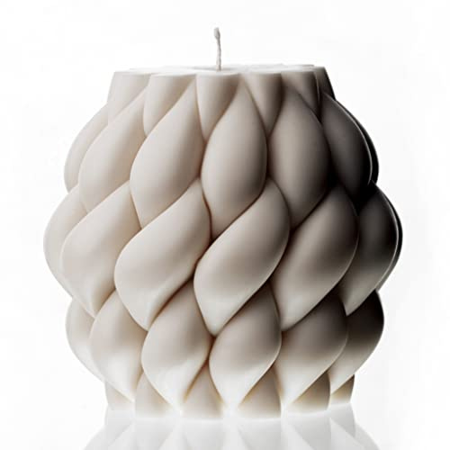 LAWA Knot Ball Candle - Large Beautiful Handmade Pillar Scented Soy Wax Elegant Bubble Aesthetic Candle Housewarming Gift Home Room Shelf Decor Idea White