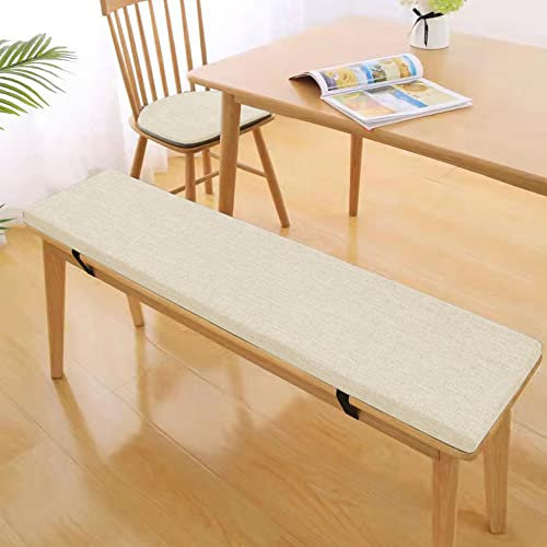 RAKTOV Rutschfestes Bankkissen mit Riemen, Terrassenmöbel-Pad, Veranda, Schaukel, Stuhlkissen, Schaumstoff-Bank-Polster, waschbar, abnehmbares Sitzkissen für Küche, Garten, Outdoor, Creme, 80 x 30 x 5