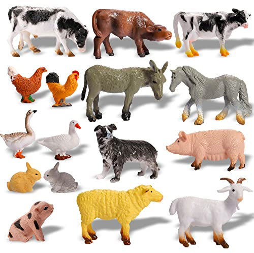Dazarey 16 Stück Bauernhof Tierfiguren,Mini Bauernhof Tiere Figuren,Realistische Bauernhof Tiere,Bauernhoftiere Set,Miniatur Bauernhof Tier Spielzeug für Kinder Party Deko,Kuchendeckel,Lernspielzeug