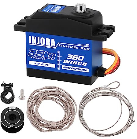 INJORA 35KG Digital Servo 360° 23T 25T Bobina de Cabrestante para SCX10