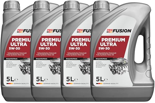 ProFusion Aceite 5W-30 para Motores Gasolina y Diésel - Lubricante Sintético para Coche Premium Ultra ACEA C3 Compatible con Filtros de Partículas (DPF) Pack de 4 x 5L (20 Litros en Total)