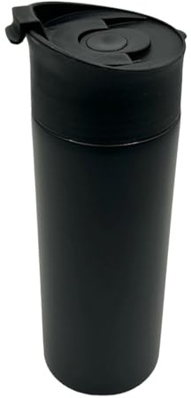 MediMuc Thermo French Press Travel 0,35L - Genießen Sie unterwegs länger heißen Kaffee in stilvoller Eleganz - doppelwandig und aus hochwertigem Edelstahl - außen schwarz beschichtet