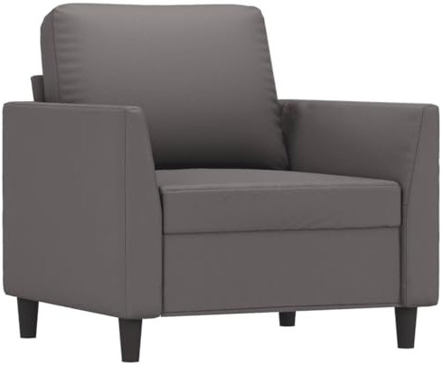 vidaXL Sessel, Sofa Relaxsessel mit gepolstertem Sitz Armlehnen, Fernsehsessel Loungesessel Metallgestell, Polstersessel Ruhesessel für Wohnzimmer, Grau Kunstleder