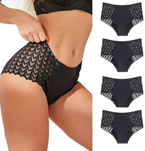 Biancheria Intima Mestruale, Rete Trasparente Culotte da Ciclo Mestruale Flusso, Taglio A Vita Alta Slip da Ciclo Mestruale Flusso Medio Period Panties Donna